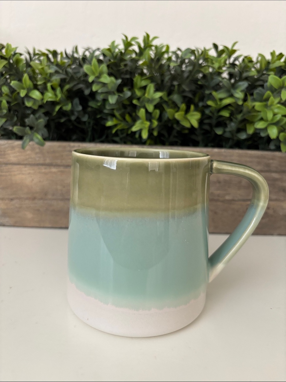 World Market Ceramic Ombre Green & Aqua Coffee Mug